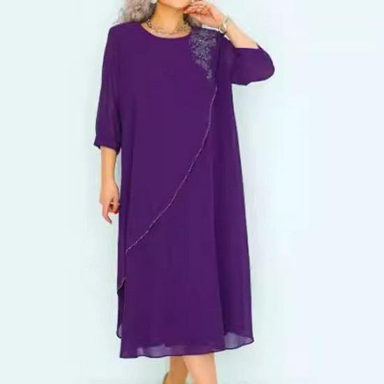 2025 Tisk Dámské šaty s županem jednobarevné - Nepravidelné falešné dvoudílné