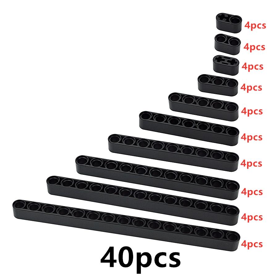 40 Pièces Techniques 1x2 1x5 1x7 1x9 1x13 1x15 Briques de Construction Trou d'Axe en Vrac Trou Épais Bras Leveur Bras Poutre Briques MOC Jouet 32316 60483