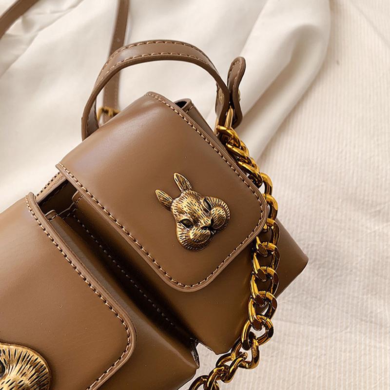 Borsa sottospalla a catena di alta qualità per donna 2024 Nuova moda Coniglio Doppia tasca Borsa da motociclista Monospalla a tracolla