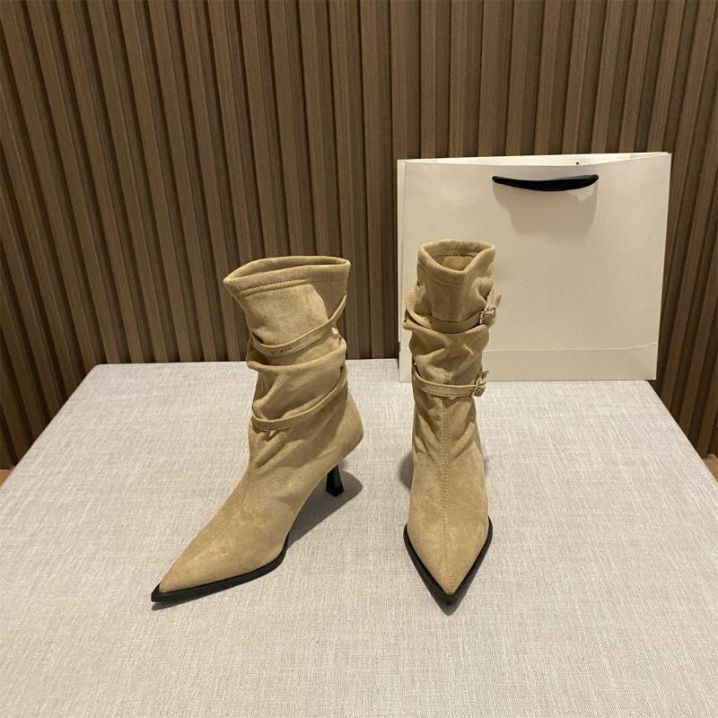 

Туфли с пряжкой на ремне, Плиссированные туфли, Полусапоги, Новые удобные и универсальные ботинки для женщин 40 абрикосовый