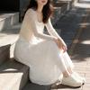 French Style Embroidered Lace A-line Midi Skirt