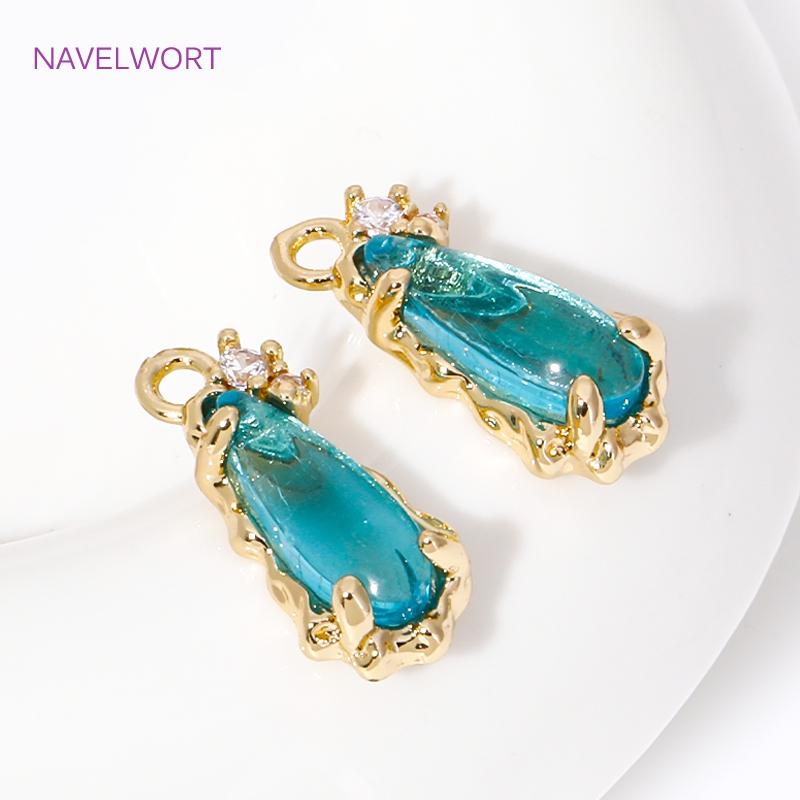 7mm*15.5mm Pendants For Jewelry 18K Gold Plated Teardrop Crystal Charms For Earrings Making,DIY Jewelry Making Accessories