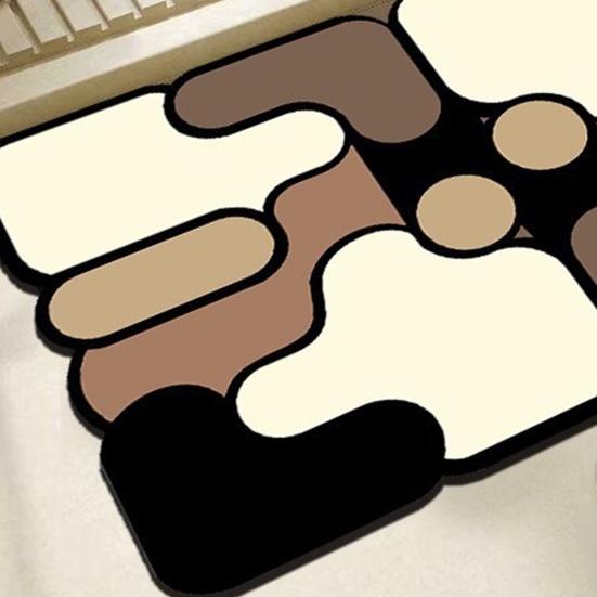 Colorful Puzzle Floor Mat Absorbent Bathroom Rug Non-Slip Bath Mat Decorative Door Mat for Entrance Kitchen Shower Bathtub