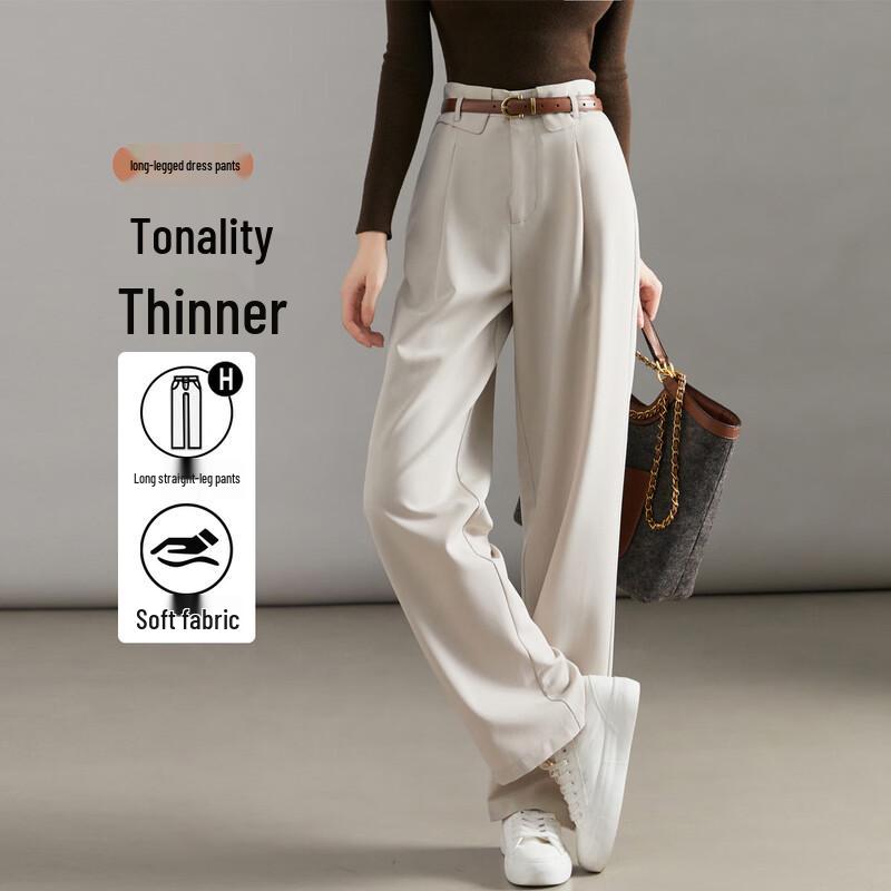 

Demana Women s Autumn Mid-Waist Wide-Leg Suit Pants L