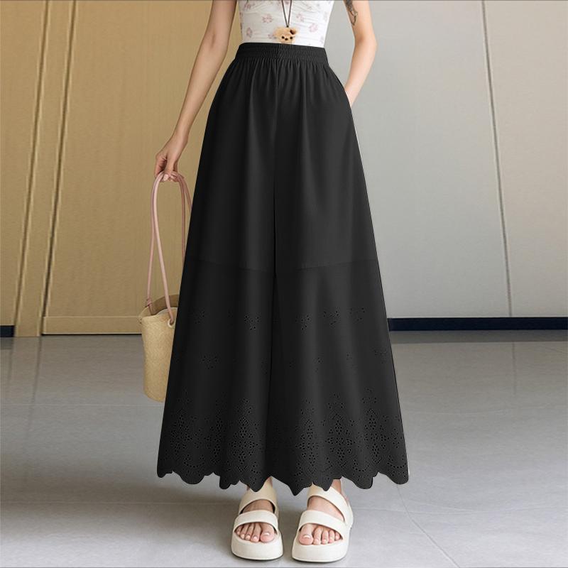 

ZANZEA Women Casual Elastic Waist Loose Holiday Wide Leg Cropped Pants 4XL