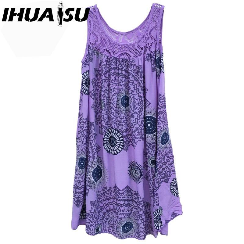 IHUASU Dámská móda Léto Jaro Jednobarevný potisk Ležérní šaty bez rukávů s výstřihem do O s vysokým pasem