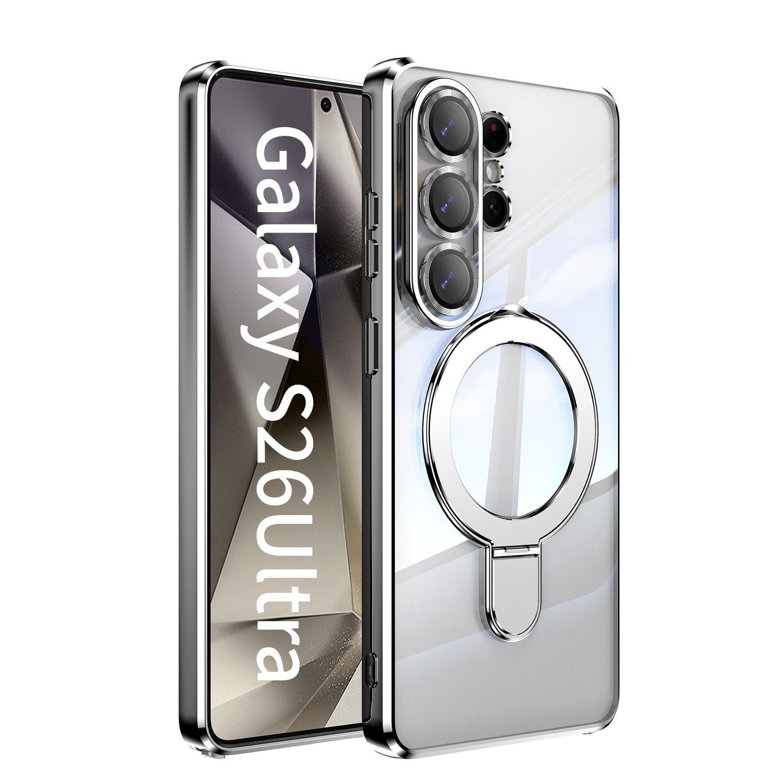 Transparent for  Stand Plating Case for Samsung Galaxy S26 Ultra Magnetic Bracket Lens Film Cover for Samsung S26 Plus Galaxy S26+