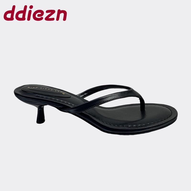 Fashion Spring Summer Thin Heels Female Flip flops Sandals Shoes For Women Fashion Round Toe Ladies Heeled Sandals Slides Shoes Pumps