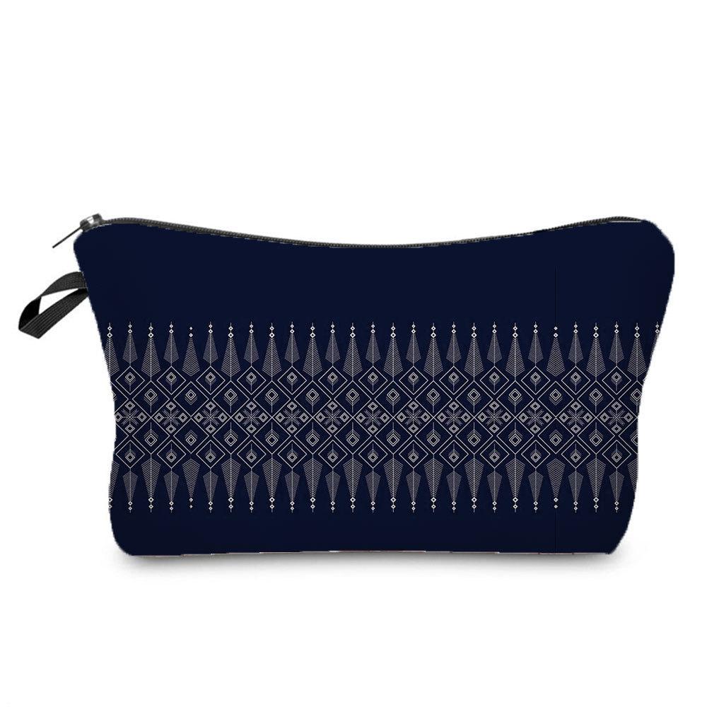 Women Blue and White Porcelain Print Cosmetic Bag Toiletries Organize Travel Storage Case 6701