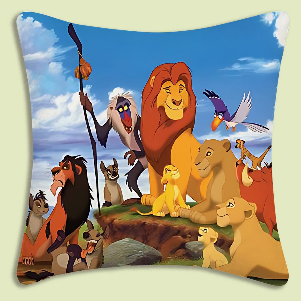 The Lion King Pillow Covers Cartoon Sofa Decorative Home Double-Sided Printing Short Plush Cute Cushion Cover