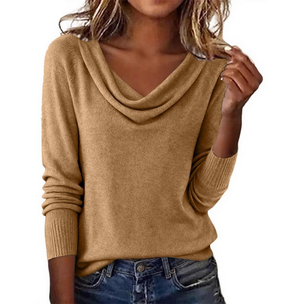 2025 Autumn/Winter European and American Versatile Solid Color High Neck Loose Sweater