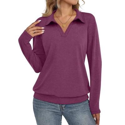 Autumn and Winter New Knitted V-neck Solid Color Long-sleeved Fashion Casual Simple Loose Top Women
