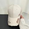 Side letter embroidery washed cap summer versatile big head circumference visor street tide baseball cap men