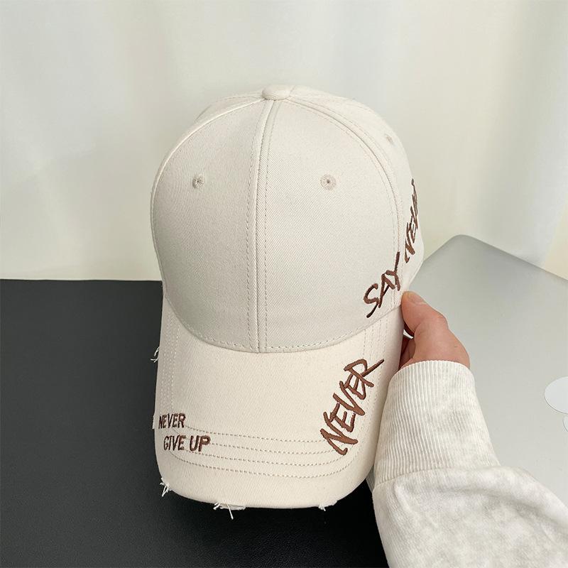 Side letter embroidery washed cap summer versatile big head circumference visor street tide baseball cap men