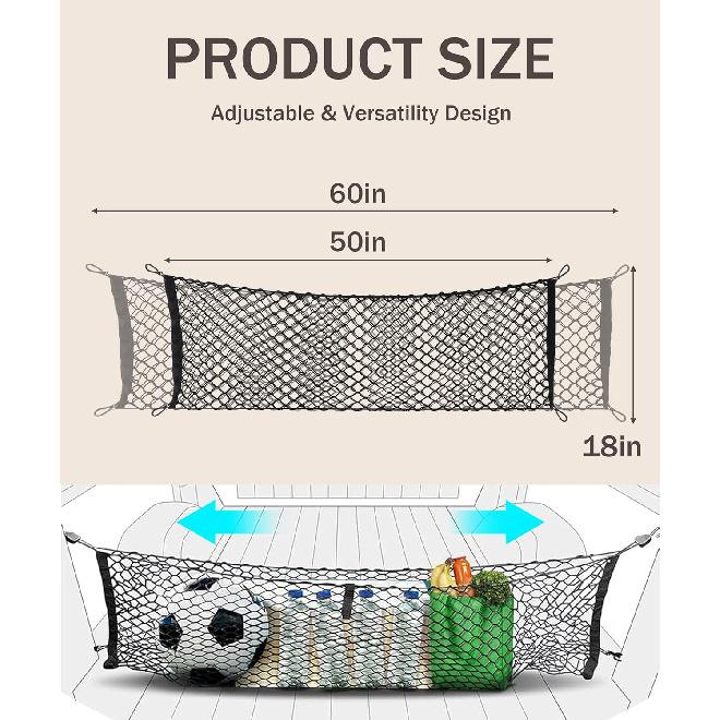 Cargo Net,Adjustable Trunk Storage Net With Hook,Car Accessories Exterior,Elastic Trunk Stretchable Tailgate Nets,Automotive Organizer And