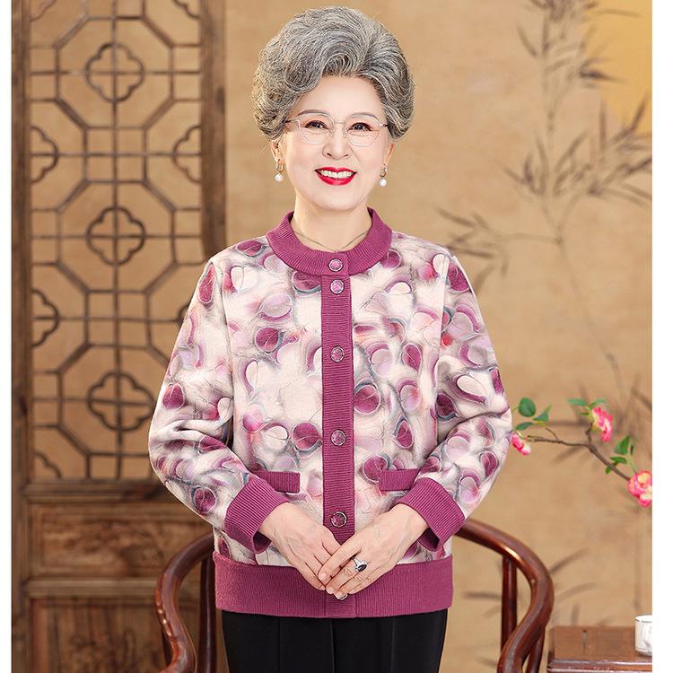 

Женские свитера среднего и пожилого возраста, футболки с коротким рукавом на День матери летом, весенний костюм-двойка для новой мамы 4XL фиолетовый