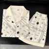 High-End Letter Ice Silk Pajamas Women'S Summer Small Fragrant Wind Flower Short-Sleeved Loungewear Set