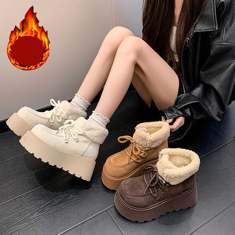 Winter Chunky Platform Women Fur Snow Boots Keep Warm Thick Sole Warm  Short Booties Shoes Zapatos Mujer