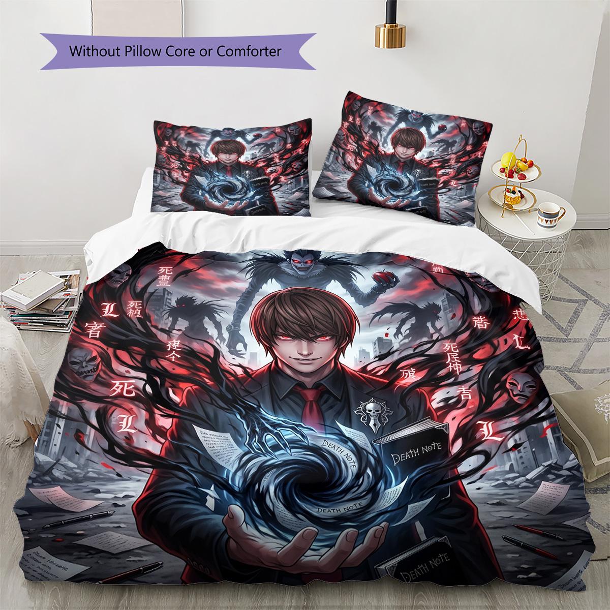

Death Note Pattern Bedding Quilt Set Quilt Cover Pillowcase Home Decoration Birthday Gift (1 * duvet cover + 2 * pillowcase, without core) 135x200cm