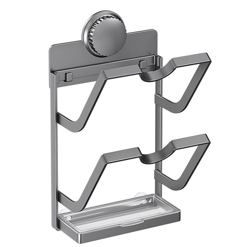 Wall-Mounted Pot Lid Holder With Drain Tray 3/2 Tier Kitchen Countertop Metal Hanging Pot Cover Storage Rack Stand Kitchen Tools