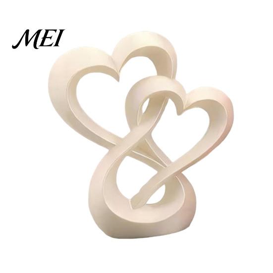 Desktop Ornament Intertwined Hearts Figurine, 3D Printed Love Statue, Table Sculpture Centerpiece for Living Room Wedding Romantic Gift белый