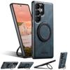 360° drehbarer magnetischer Ständer Wachs-Körnerleder Handyhülle für Samsung S26 Ultra S25 S24 S23 Stoßfest Für Magsafe Abdeckung