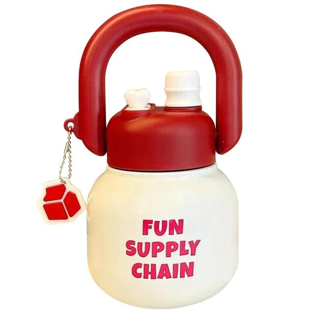 

D2 Cartoon 680ml Insulated Water Bottle With Straw & Handle Vacuum Insulated Flask Double-Layer Insulated Cup Cold Hot Beverages 680ml красный