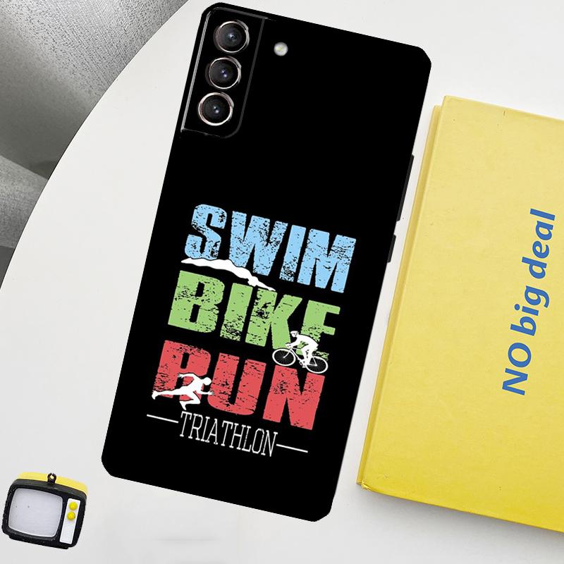 

Triathlon Tri Life Swim Bike Run Phone Case For Samsung Galaxy S24 Ultra S20 S21 S22 S23 Plus S9 S10 S24 FE S25 Ultra Cover Galaxy S23 Plus