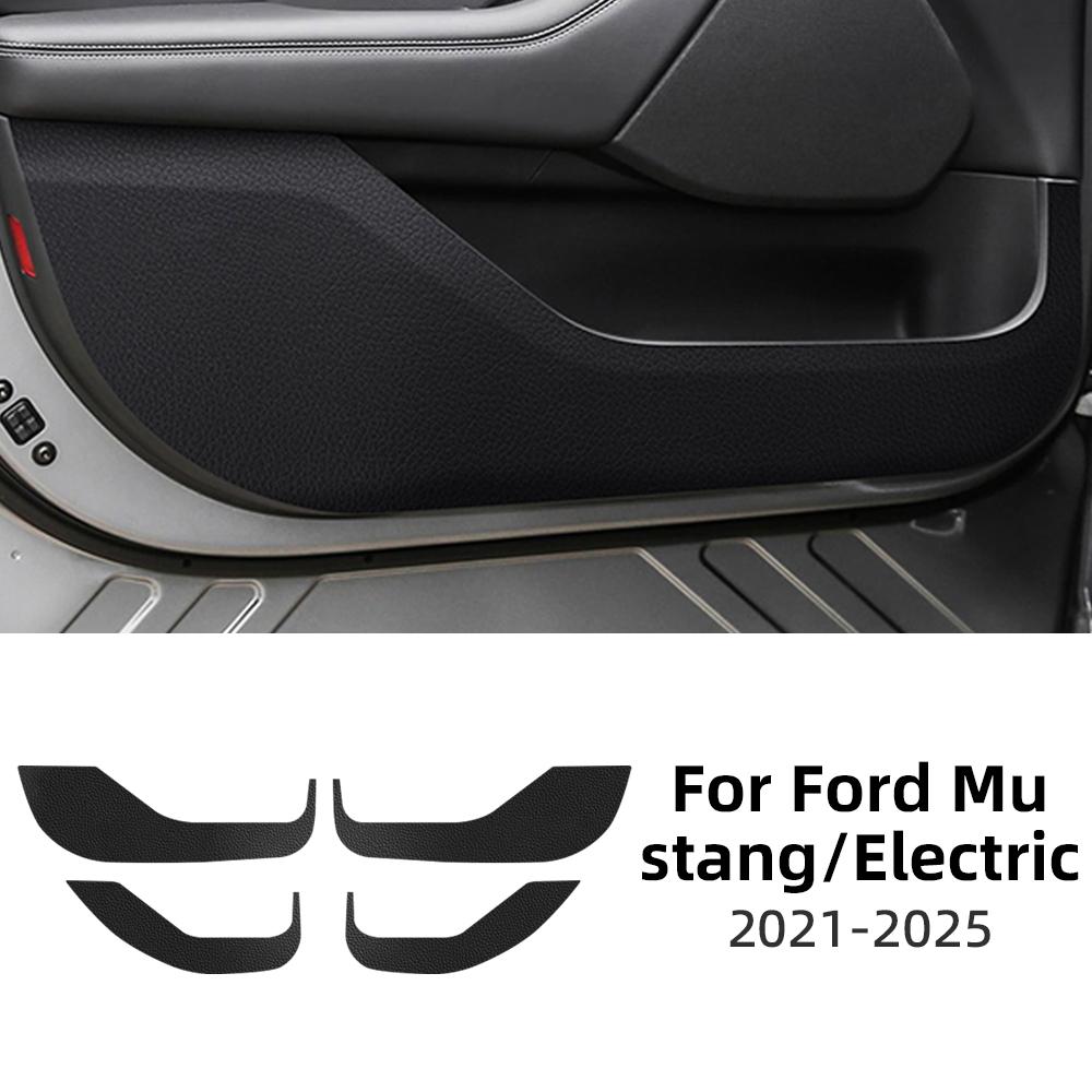 Door Anti-kick Pad for Ford Mustang Mach-E    2024 2025 LHD RHD Car Leather Carbon Mat Interior Trim Accessories
