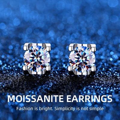 Real Moissanite Diamond Stud Earrings D Color 0.5ct 925 Sterling Silver Earrings Fine Jewelry Wedding Gifts for Women