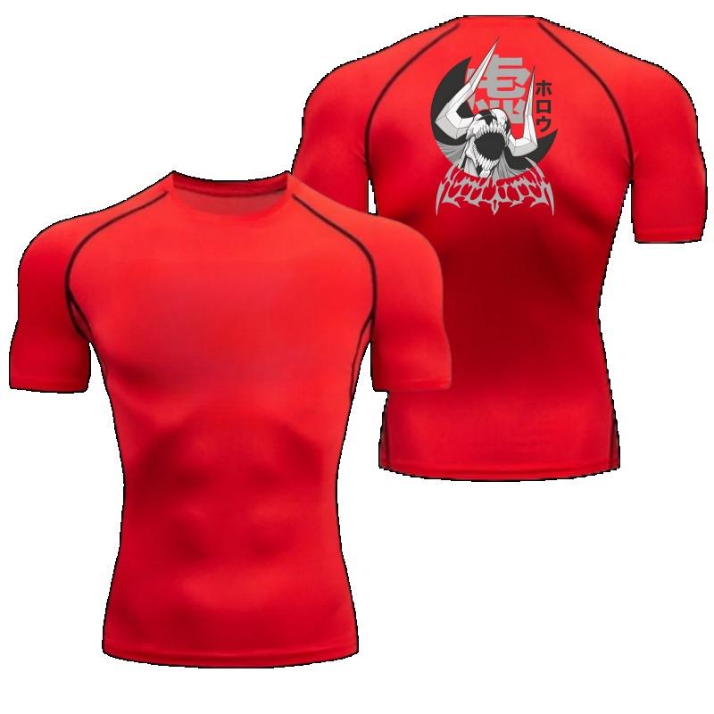 Men's Compression Shirt Bleach Graphic Sports Quick Drying Gym T-shirt Fitness Sweatshirt Elastic Top T-shirt Sleeve Rash Guard
