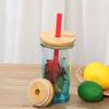 Storage Bottles Silicone Seal Ring Mason Jar Lid With Straw Hole Wide Mouth Cup Bamboo Wood Lids