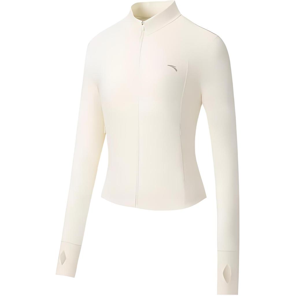 Anta Training Series Solid Color Zipper Stand Collar Comfortable Breathable Versatile Long Sleeve Sun Protection Top Women tops 962537711-6