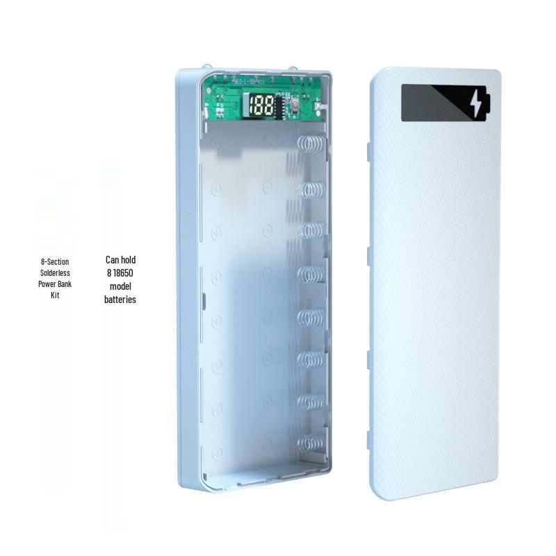 No-Weld 8-Section 18650 Battery Charger Case with Digital Display