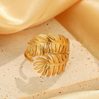 Leaf-shaped Adjustable Stainless Steel Titanium Ring – Colorfast Ins Style Niche Design