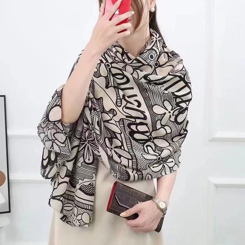 New Spring And Autumn Imitation Cotton And Hemp Square Scarf Women'S Versatile Style Fashion Scarf Multi Functional Hair Binding Headscarf