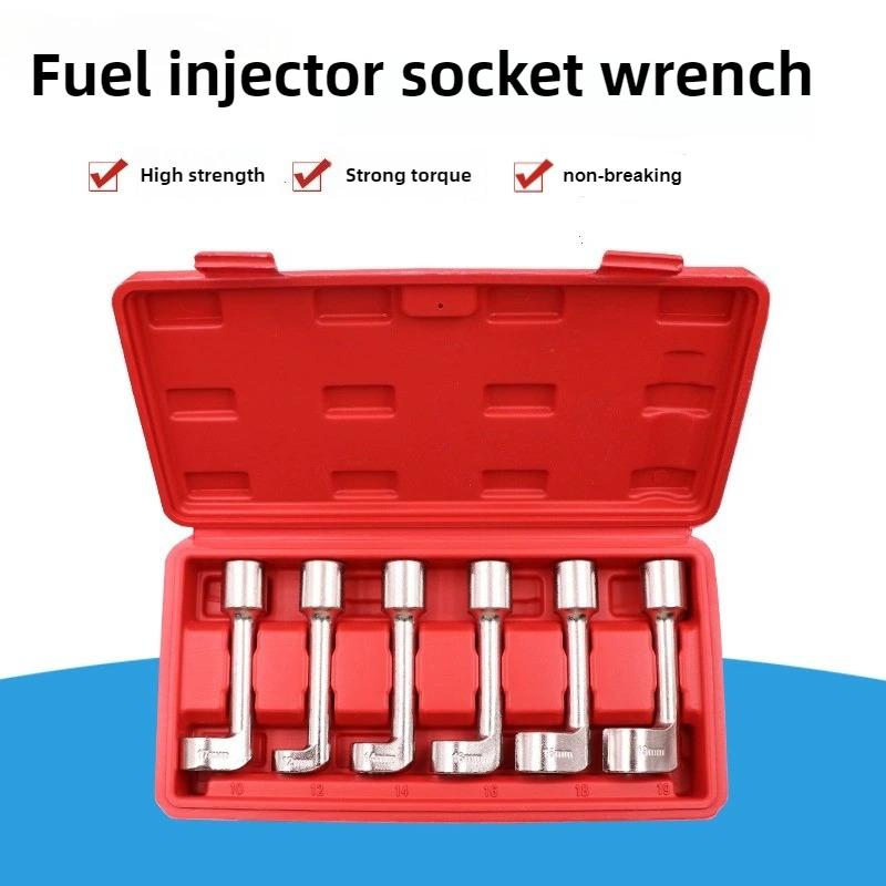 6pcs/set Diesel Fuel Injector Line Injection Socket Wrench Set Fuel Injection Pipe Socket Wrench for Car Repair Tools