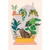 Watercolor Cute Kittens Potted Plant Canvas Print Cartoon Green Plants Animals Wall Art Postes for Modern Living Room Home Decor