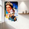 Fairy - Tale Castle Starry Sky Metal Tin Sign, Royal Crown Woman & Figures Adventure Storybook Art Plaque for Home Cafe Bar Wall