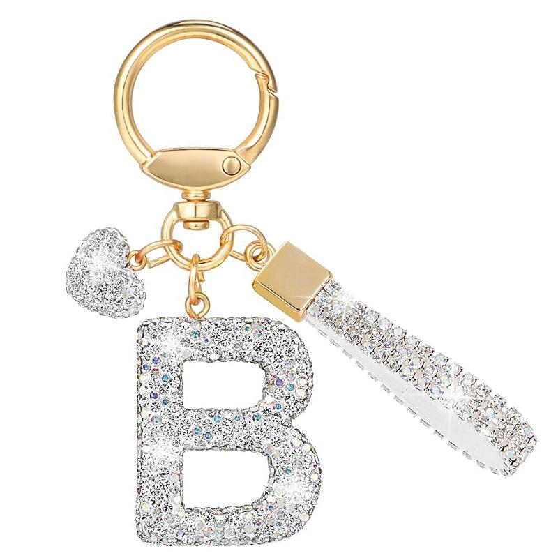 

Белый брелок с инициалом, блестящий, милый, буква от A до Z, брелок для ключей, аксессуары для ключей от рюкзака и автомобиля, шнурок, кулон с буквой имени для пары, подарок B
