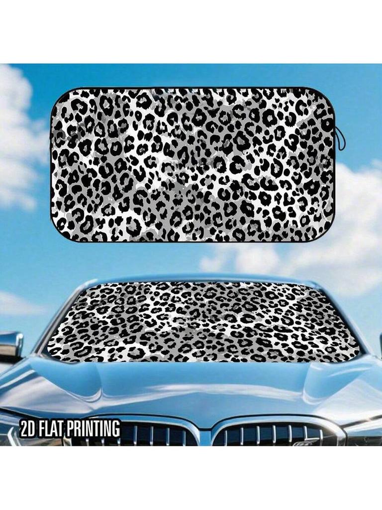 Premium Leopard Print Windshield Sun Shade For Car RV Anti UV Thermal Cover