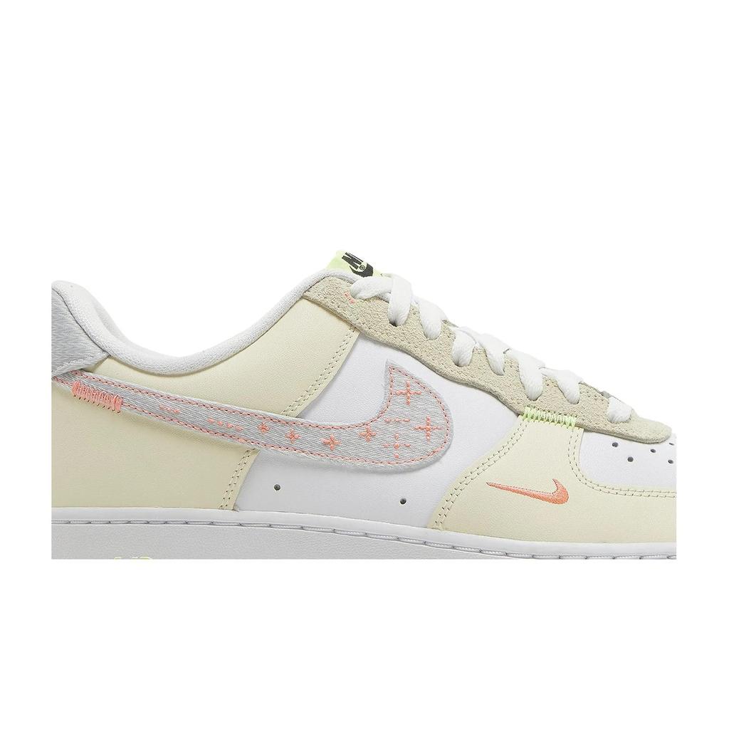 Nike Air Force 1 '07 LV8 'Just Stitch It - White Shade Green' (Unisex) White / White / White / Coconut Milk / Bright Orange / Shade Green