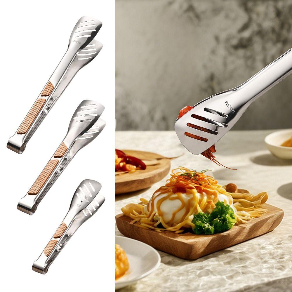 

8-12inch Food Tongs 304 Stainless Steel Salad Bread Clamp Kitchen Gadgets BBQ Tongs S