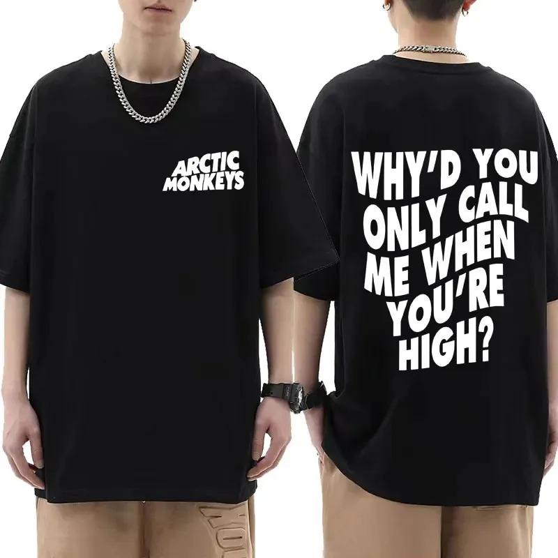 Cotton Arctic Monkeys Inspired T Shirt Album List Doodle Print Vintage T-shirt Men Hip Hop Punk Short Sleeve Tshirts Streetwear