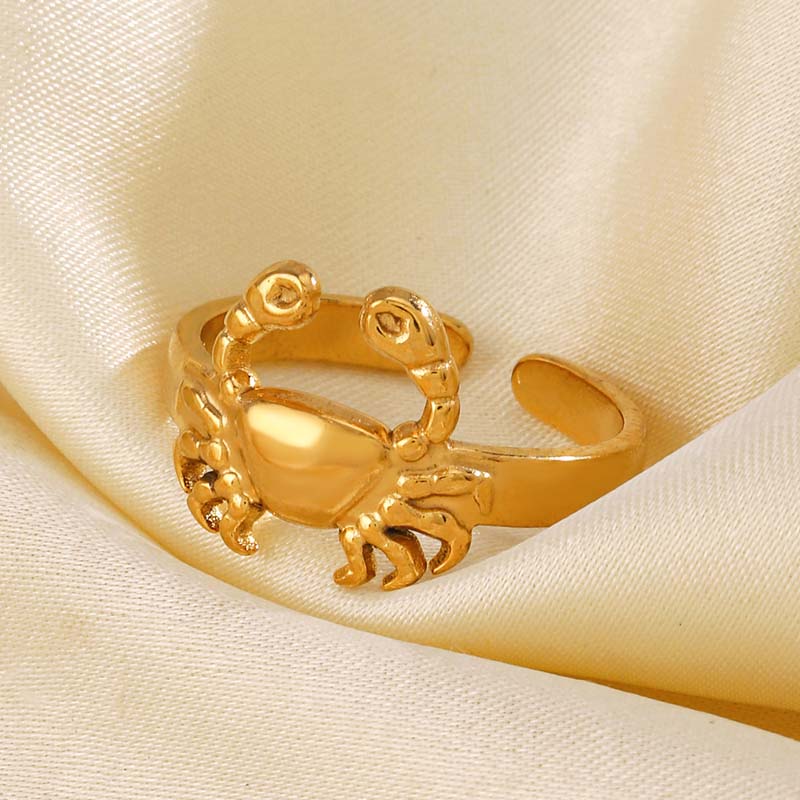 Stainless Steel Gold Color Crab Open Rings for Women Men Vintage Gold Color Animal Adjustable Ring Aesthetic Y2K Jewelry