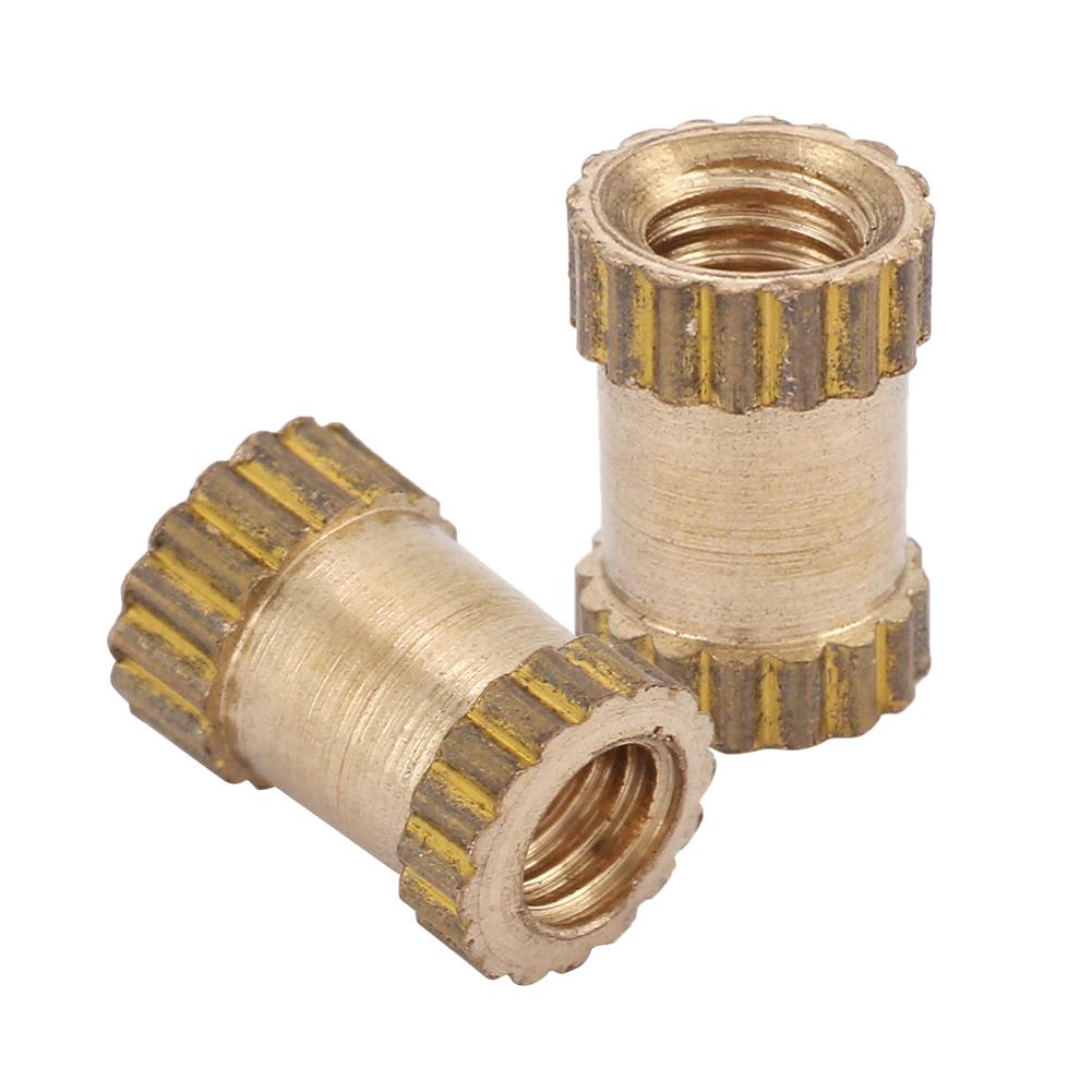 M2.5 Brass Cylinder Knurled Round Molded In Insert Embedded Nuts (M2.5*6*3.5; 50pcs)