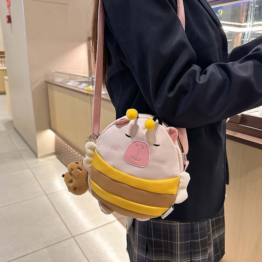 

Plush Doll Pendant Cartoon Shoulder Pouch Large Capacity Creative Crossbody Bag Gifts Pink Without Pendant