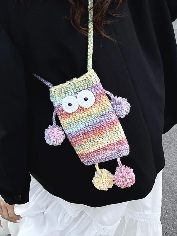 Small Monster Handwoven Bag With Polyester Yarn For Casual Daily Use