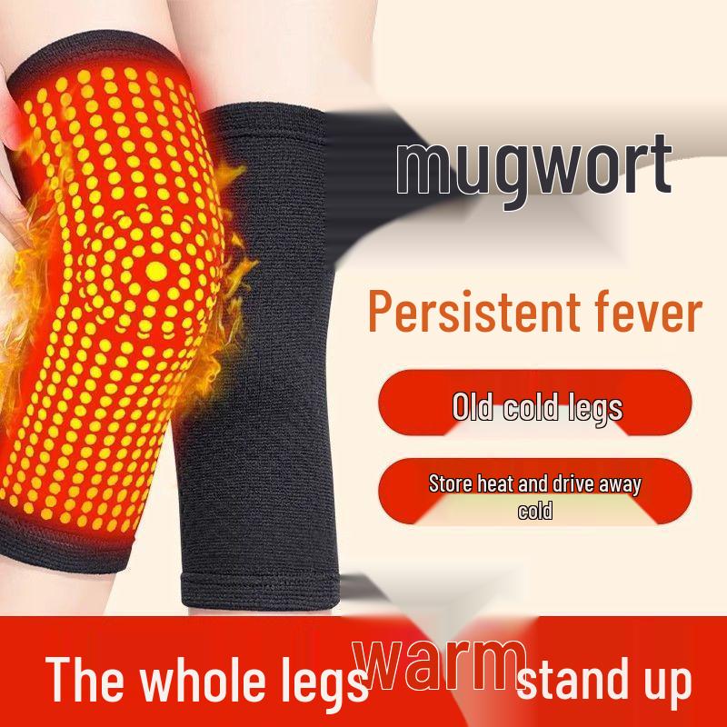 Mugwort Self-Heating Knee Pads for Men & Women - Warm, Non-Slip, Pure Cotton, Thin, Cold Protection for Air-Conditioned Rooms