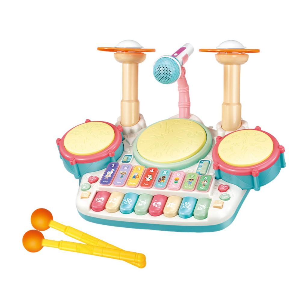 Kids Drum Toy Electronic Keyboard Drum Kid Music Toy with Microphone Baby Beginner Drum Set for Preschool Boys Kids Children